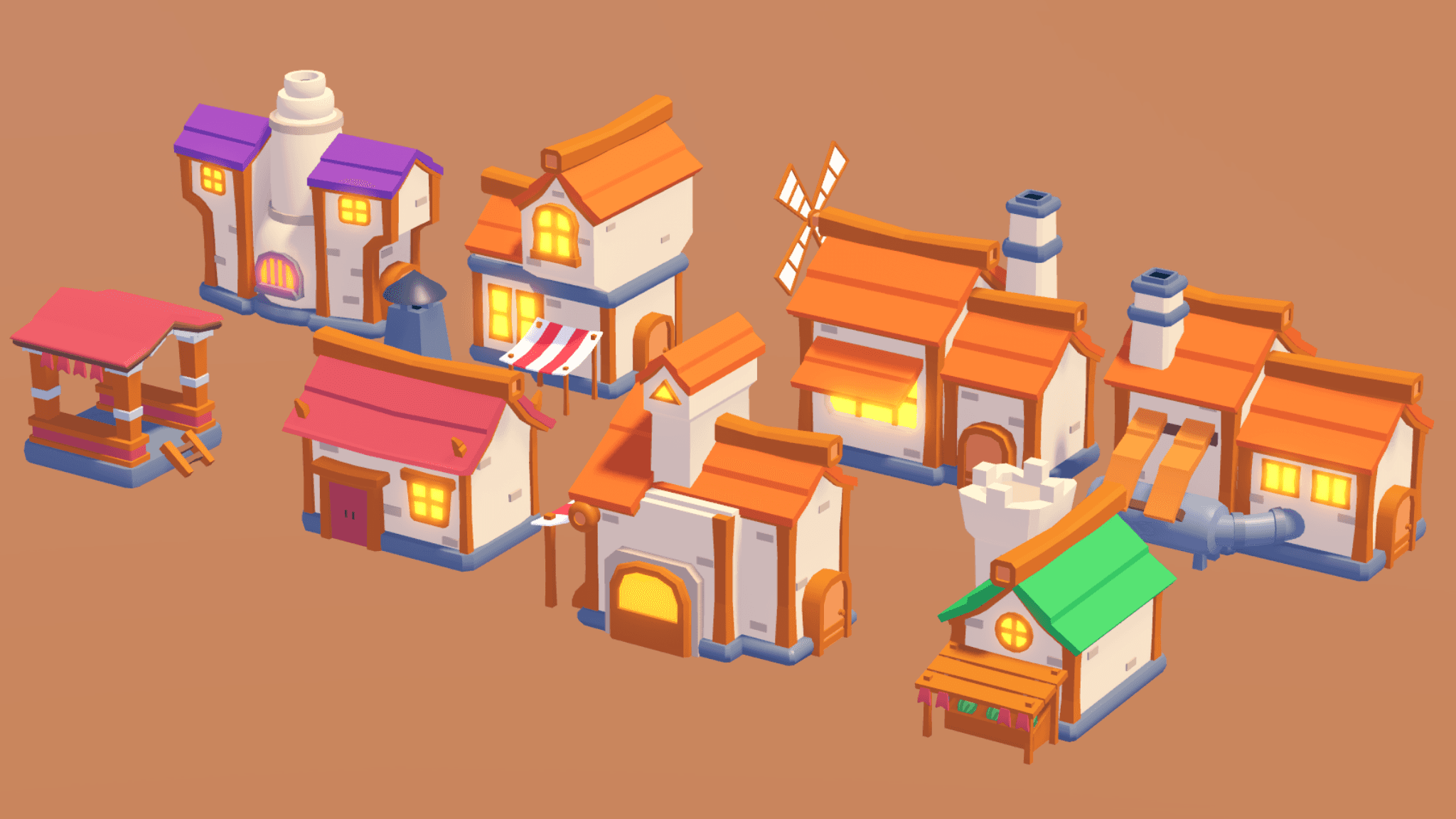 Low Poly Medieval Village Pack